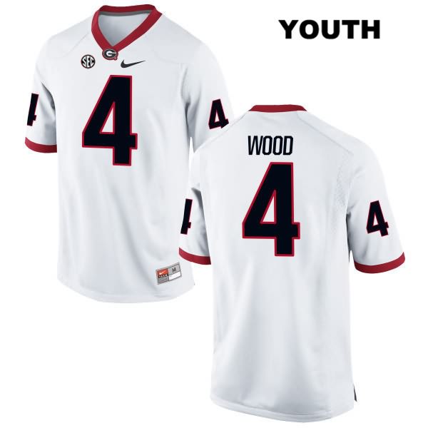 Georgia Bulldogs Youth Mason Wood #4 NCAA Authentic White Nike Stitched College Football Jersey BOQ8756YD